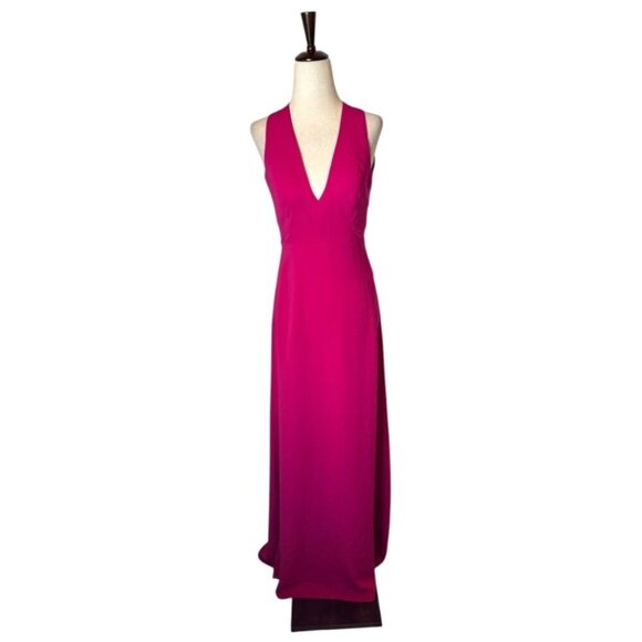 Jill Stuart Dress Women 0 Hot Pink V Neck Twisted Back Sleeveless Gown NWT Party - Picture 2 of 13